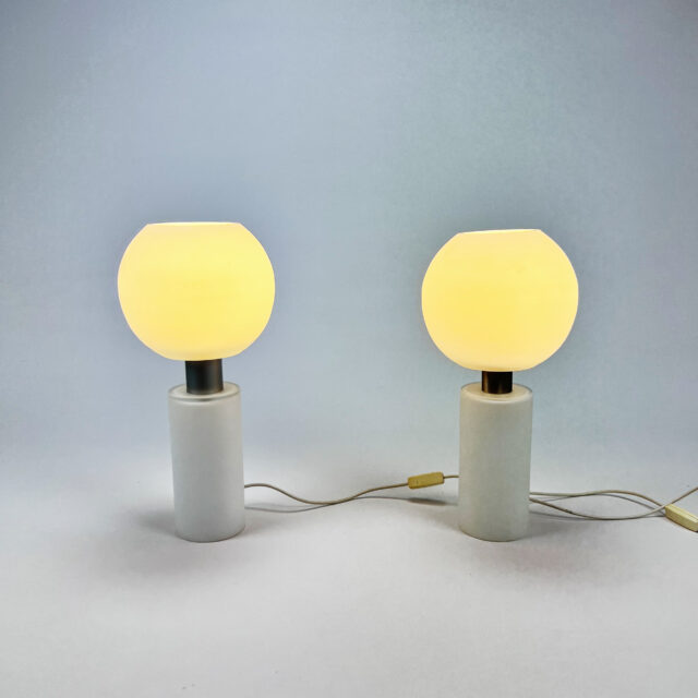 Set of 2 Peil and Putzler Opaline Glass table lamps, 1980s