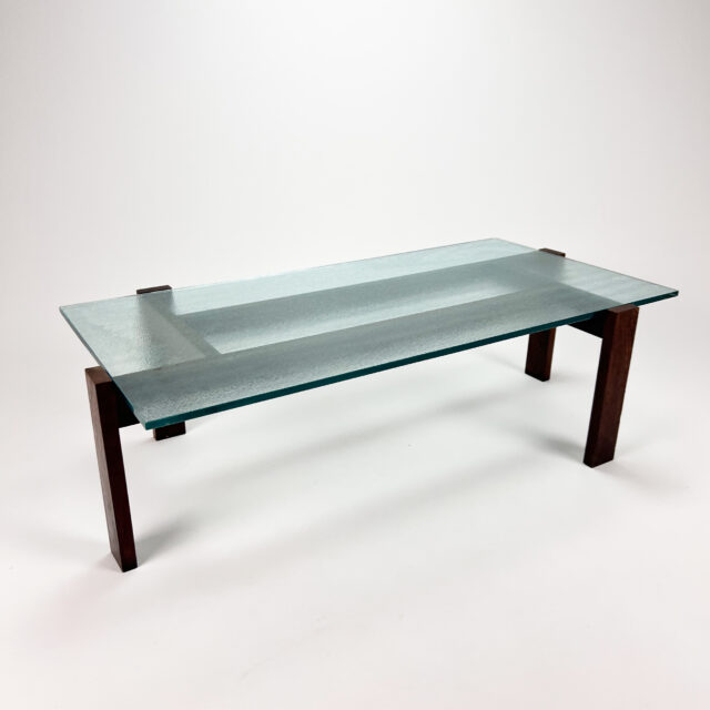 Mid Century Dutch Design Wengé and Glass Coffee Table, 1960s