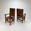 Set of 6 Antique Oak and Leather Castle Dining Chairs, 1900