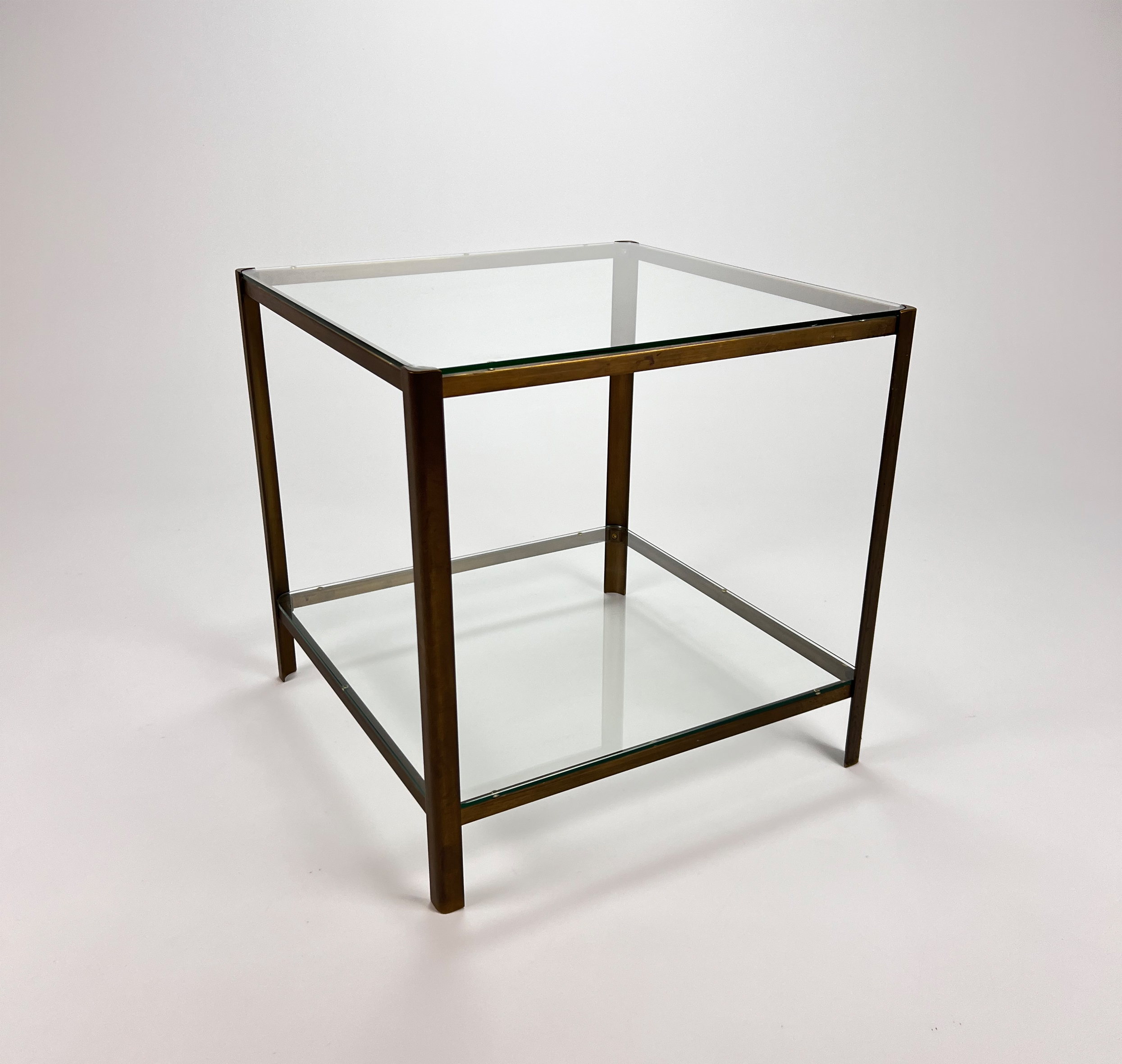 Vintage Massive brass and glass side table, 1970s