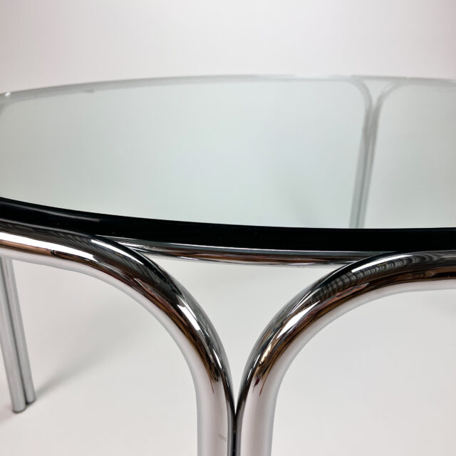 Italian Tubular and Glass Oval Coffee Table, 1970s
