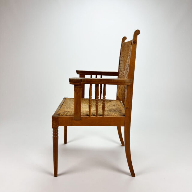 Modernist Oak and Rush Side Chair, 1950s