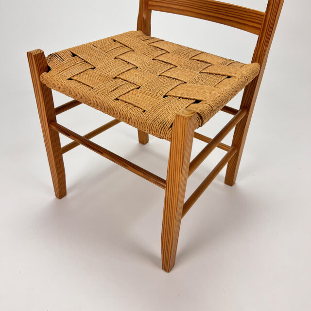 Mid Century Pine and Papercord Side Chair, 1960s