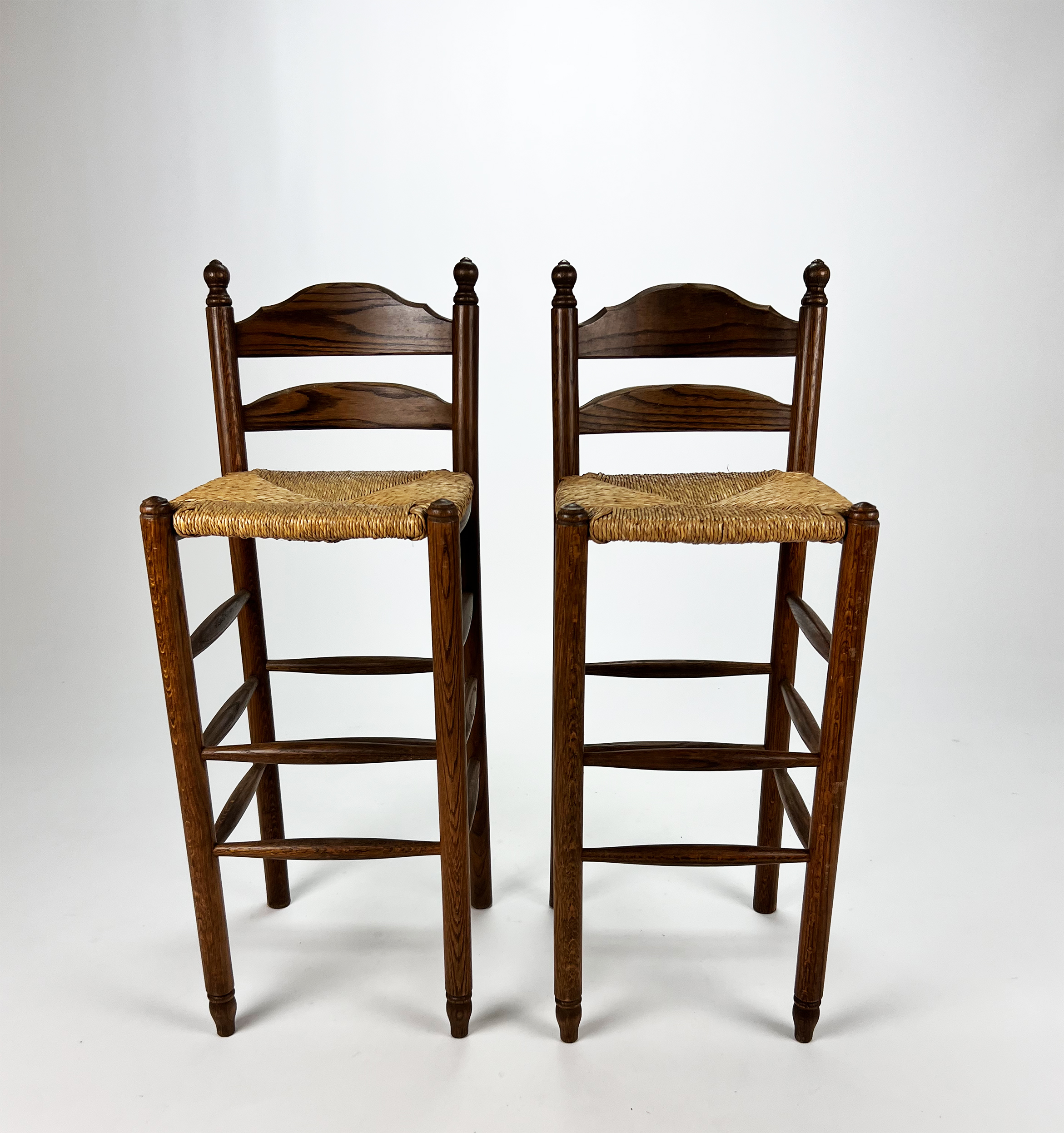 Set of Two Mid Century Barstools with Cane, 1960s