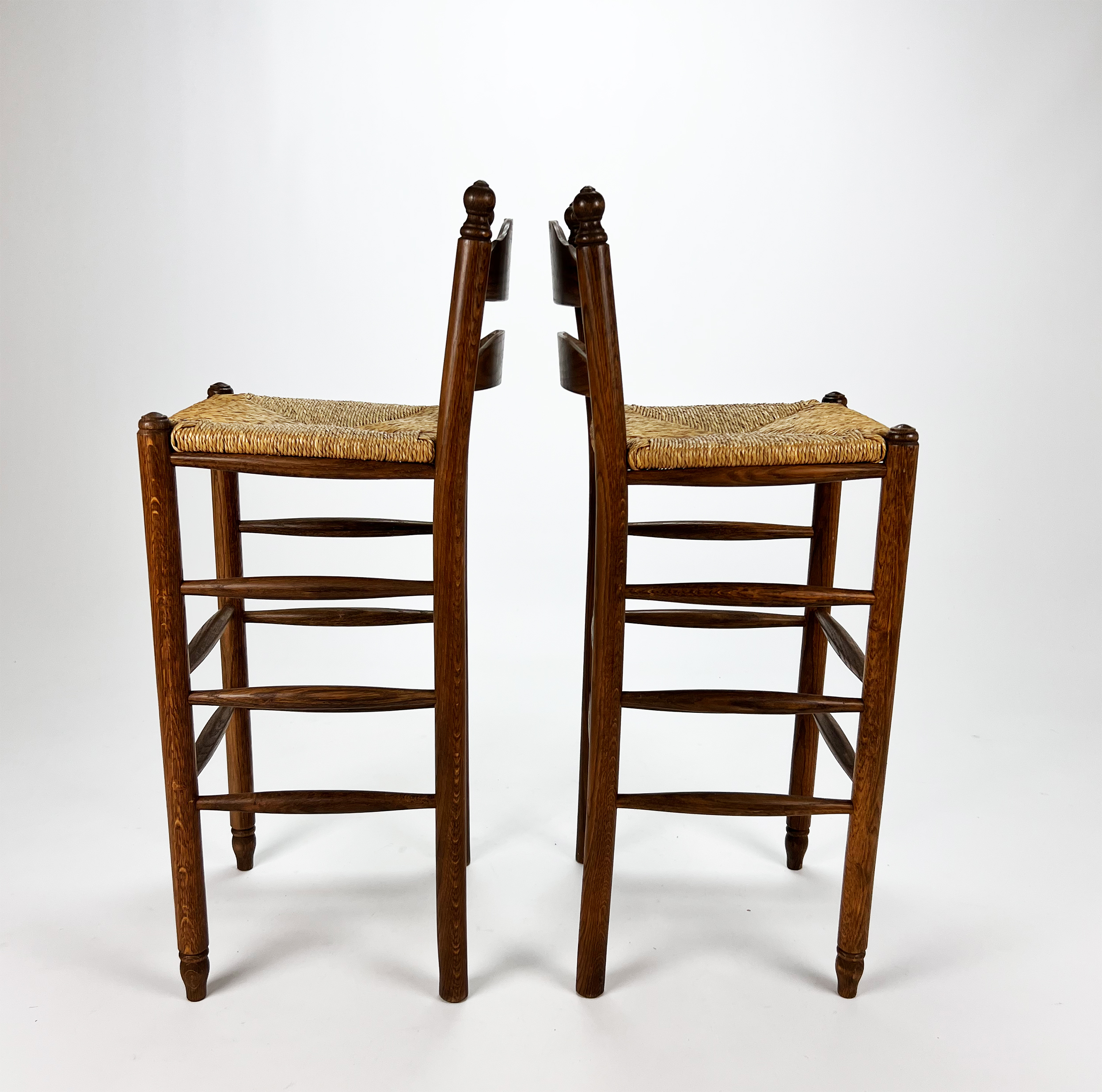 Set of Two Mid Century Barstools with Cane, 1960s