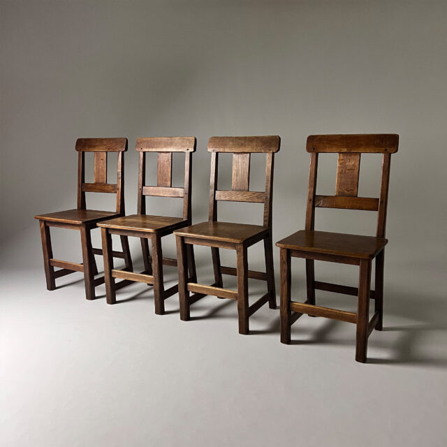 Set of 4 Antique Oak Dining Chairs, 1900s