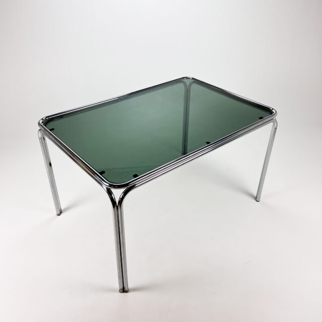 Italian Rectangular Dining Table with Tubing and Smoked Glass, 1970
