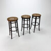 Set of 3 Cane and Bentwood Austria Barstool, 1940s