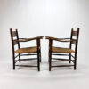 Set of 2 Oak and Straw Modernist Chairs, 1960s