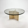 Mid Century Handmade Glass Coffee Table with Travertine Base, 1960s