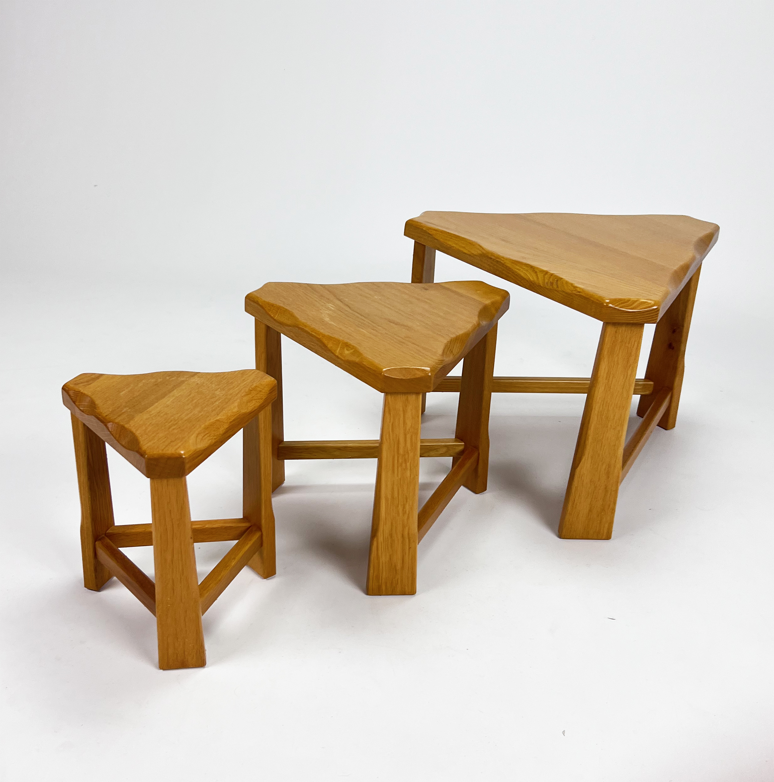 Modernist Blond Oak Nesting Tables, 1960s