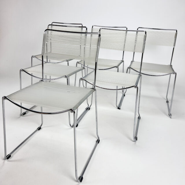 Set of 6 Italian Spaghetti Dining Chairs, 1970s
