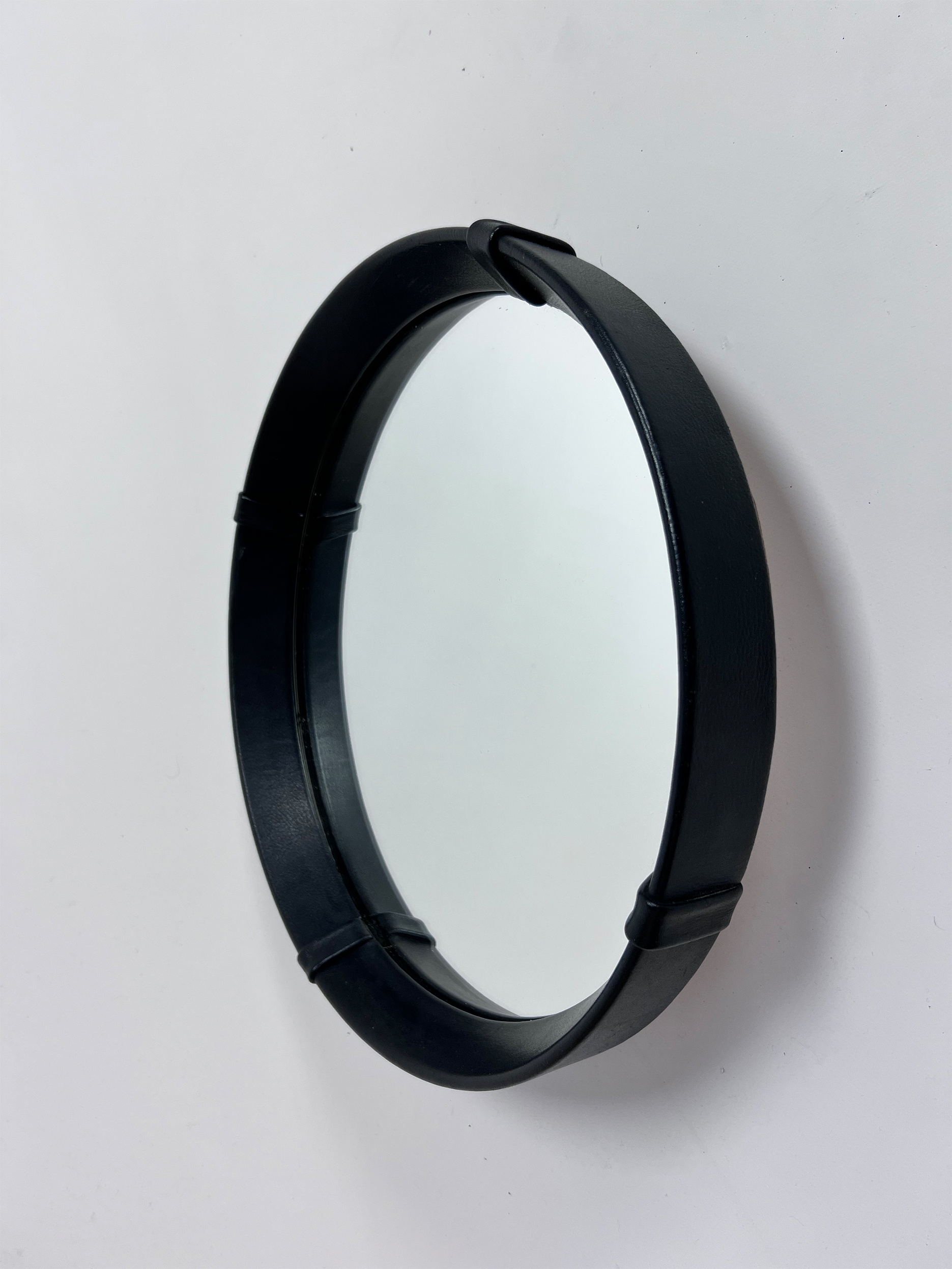 Postmodern Leather Mirror, 1980s