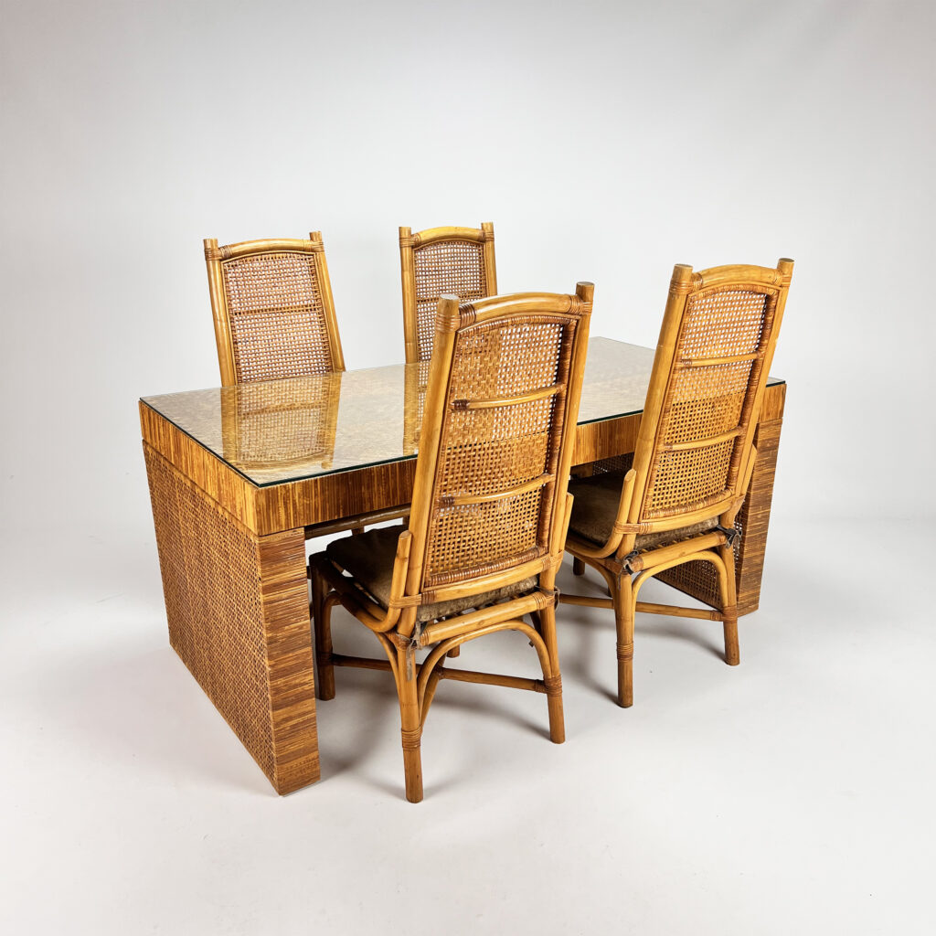 Vintage Rattan And Cane Dining Set, 1970s - Old North Interiors