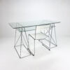 Postmodern Minimalist Steel and Glass Desk, 1980s
