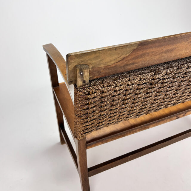 French Rope and Elm wood bench, 1960s