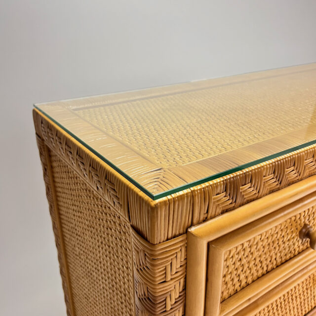 Vintage Hollywood Regency Style Rattan and Bamboo Sideboard, 1970s