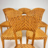 Italian design Birch and Wicker Dining Chairs, 1980s
