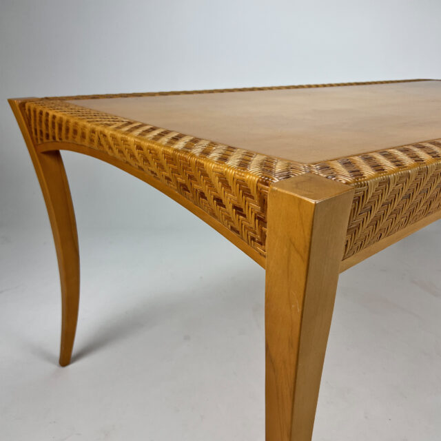 Italian design Birch and Wicker Dining Table, 1980s