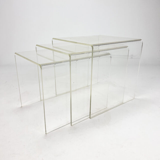 Set of 3 Vintage Acrylic Nesting Tables, 1970s