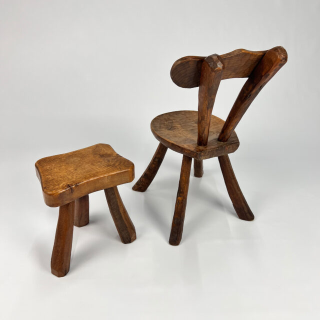 Brutalist Oak Side Chair in Alexaner Noll Style, 1950s