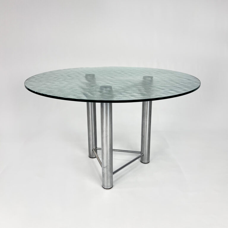 Postmodern Italian Steel and Glass Dining Table, 1980s