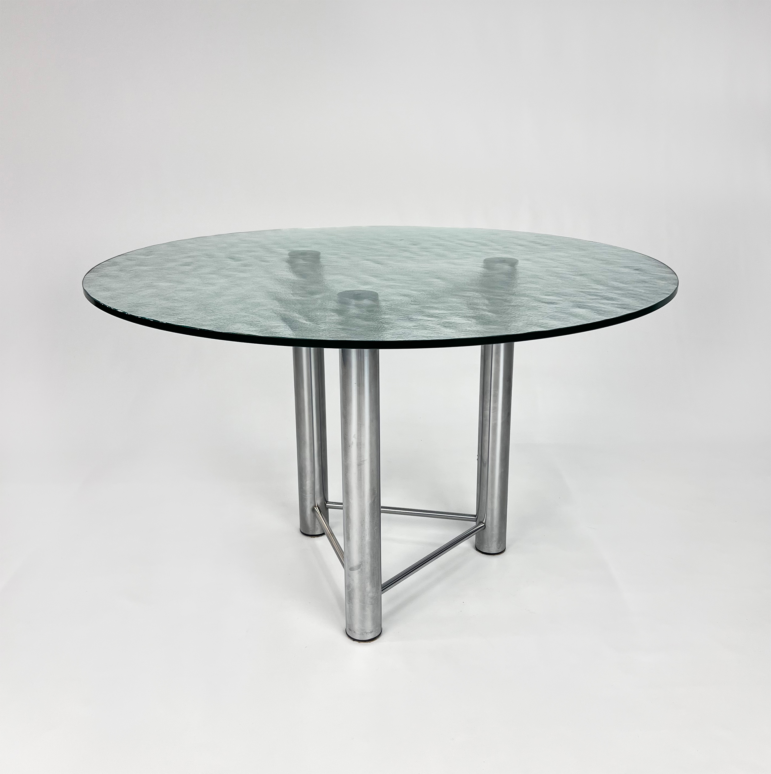 Postmodern Italian Steel and Glass Dining Table, 1980s