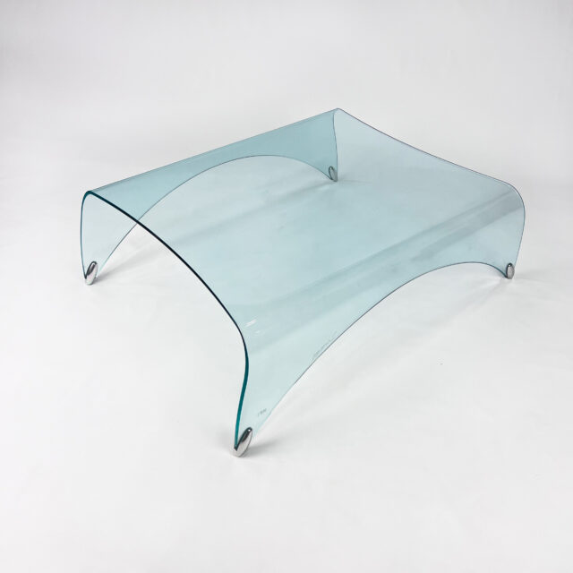 Italian Curved Glass Coffee Table by Massimo Iosa Ghini for Fiam Italy, 1980s