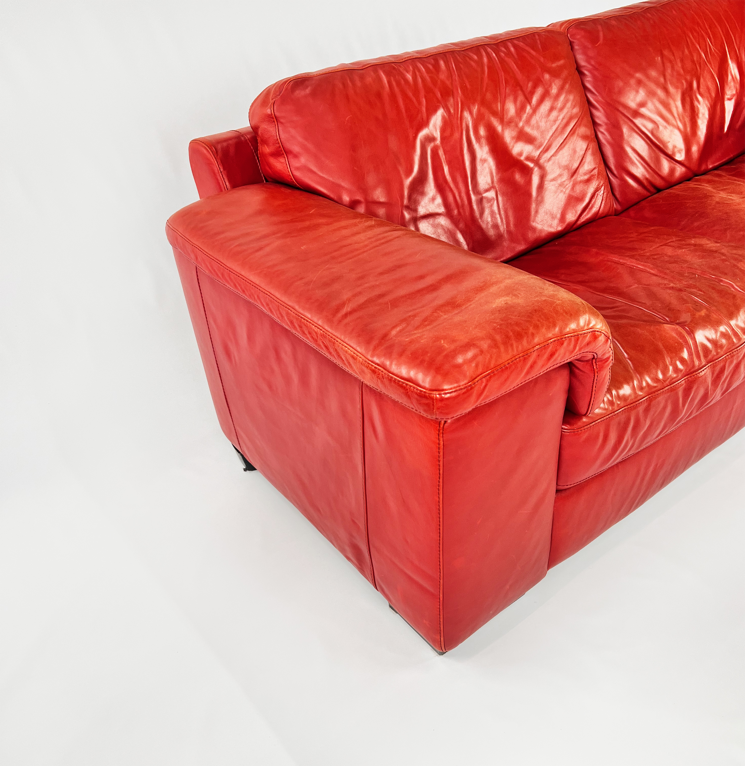 Postmodern Leather Sofa, 1980s