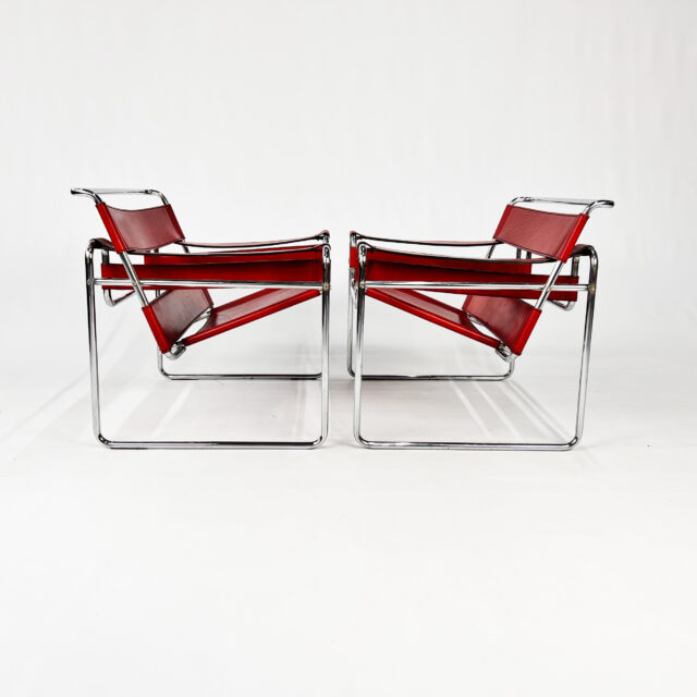 Set of 2 Wassily B3 Chairs by Marcel Breuer, 1980s