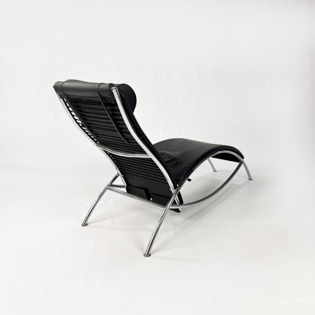 Postmodern Black Leather Lounge Chair, 1990s