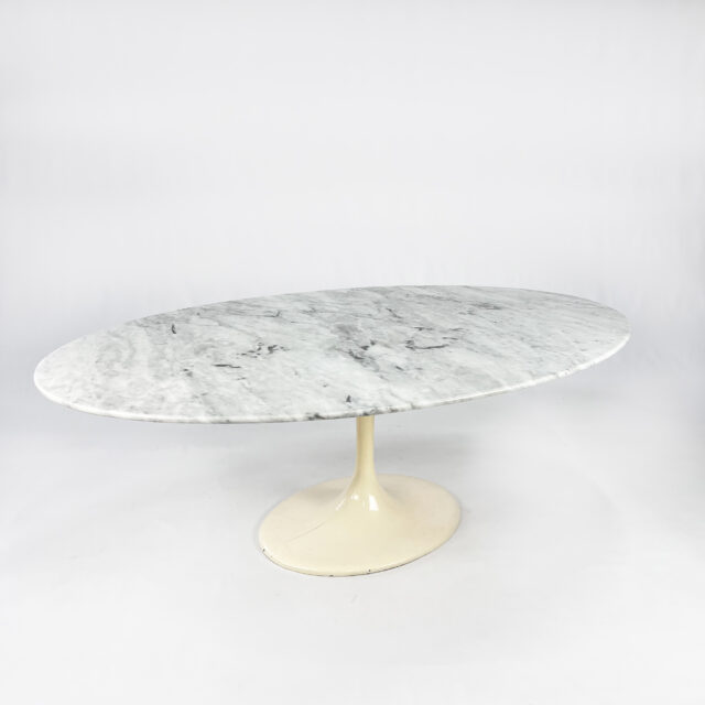 Vintage Italian Large Oval Marble Dining Table, 1960s