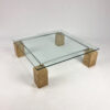 Glass and Travertine Coffee Table by Piero De Longhi for Catalan Italia, 1980s