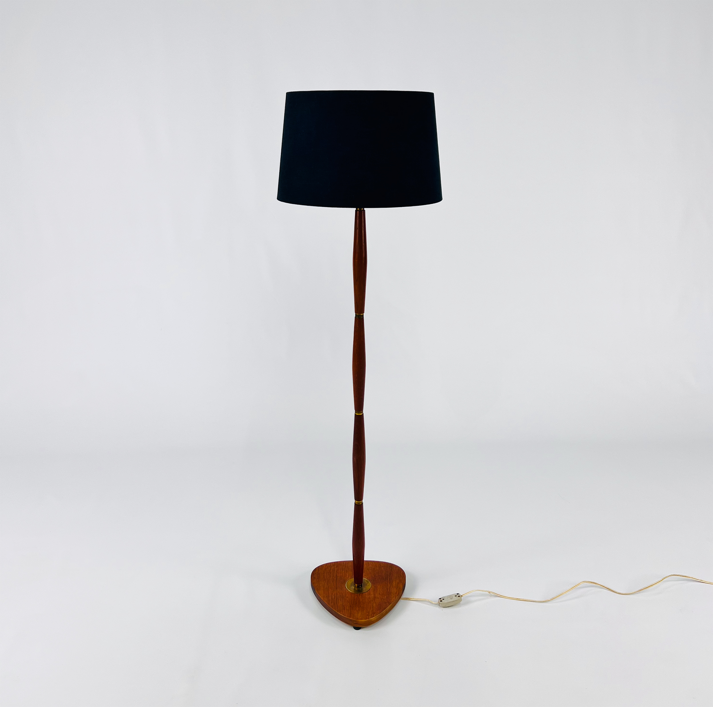 Vintage Danish Brass and Rosewood Floor Lamp, 1960s.