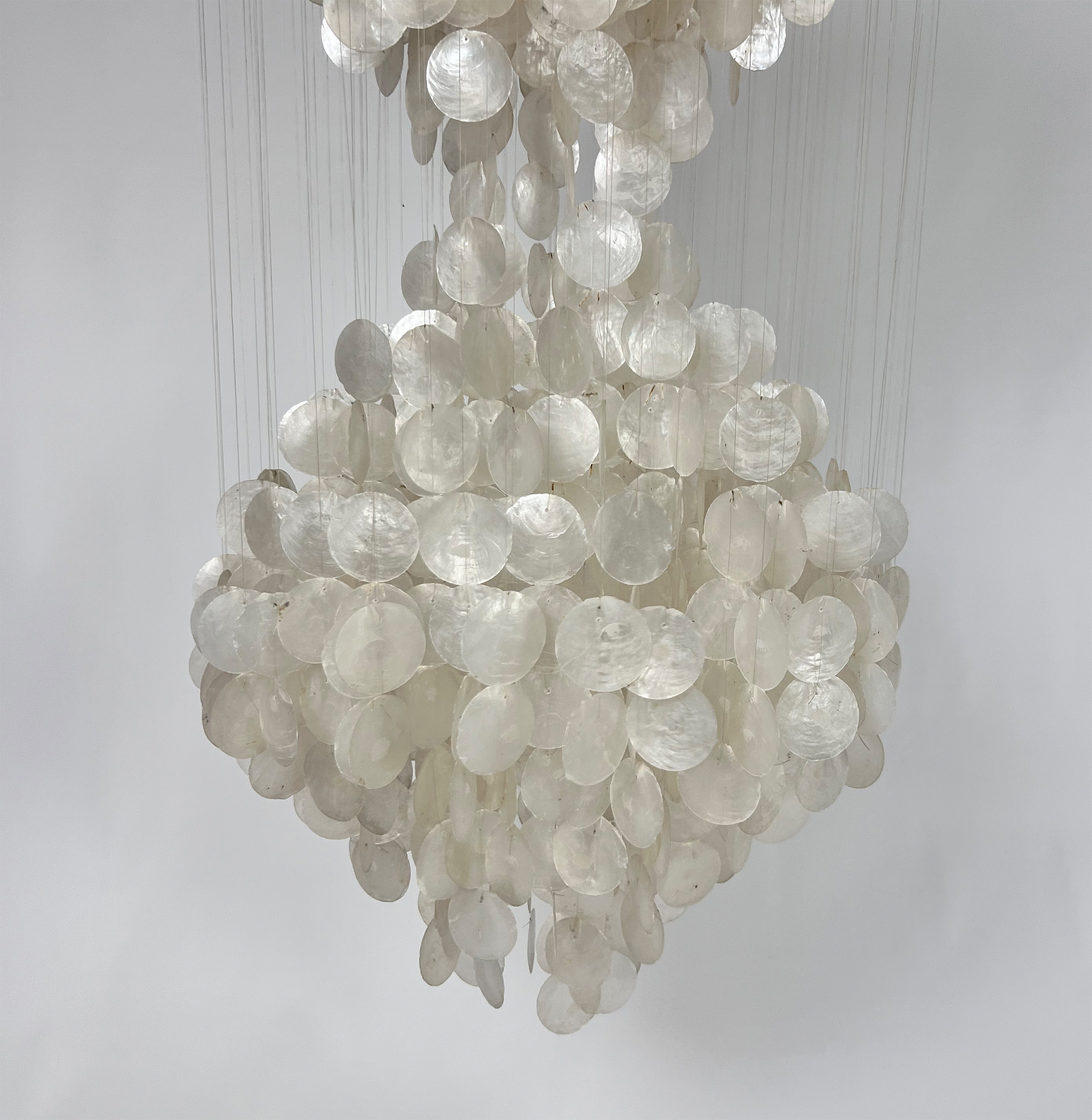 Hanging Capiz Lamp made of Mother in Pearl Disks, 1960s