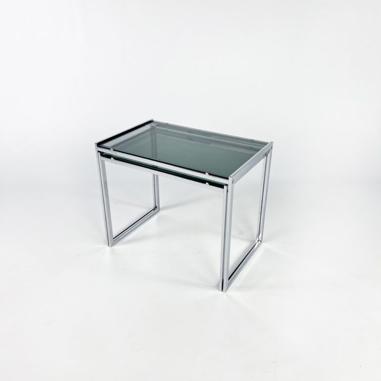 Chrome and Smoked Glass Nesting Tables, 1970s