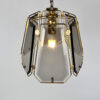French Brass and Smoked Glass Hal Pendant, 1970s