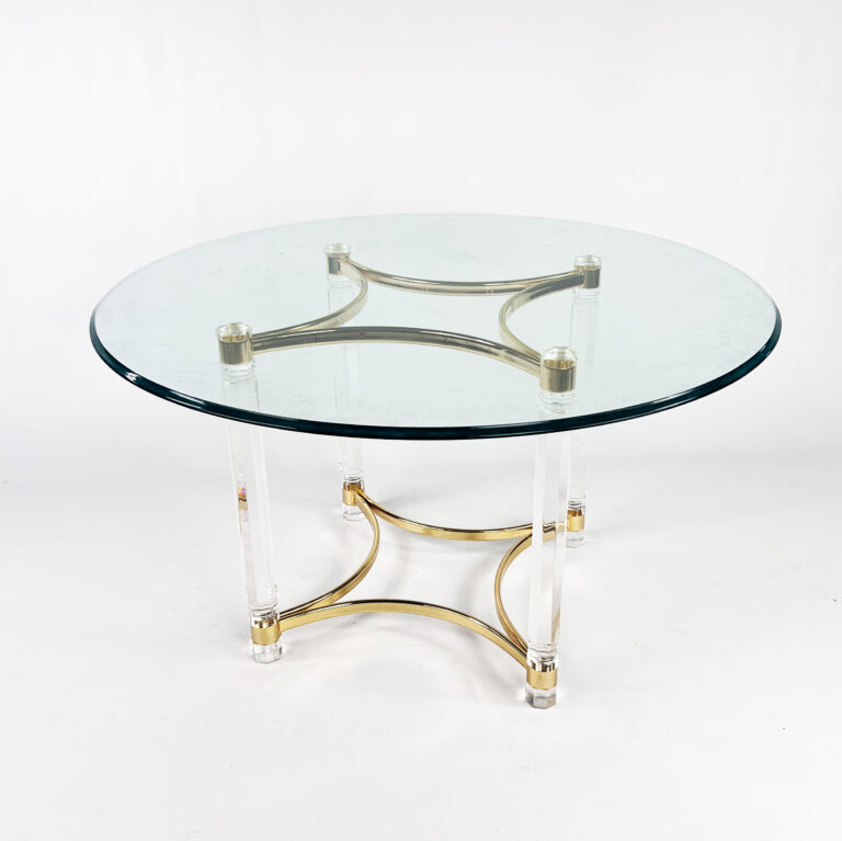 Hollywood Regency Brass and Lucite Dining Table, 1970s