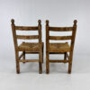 Set of 2 French Pine and Rush Rustic Side Chairs, 1940s