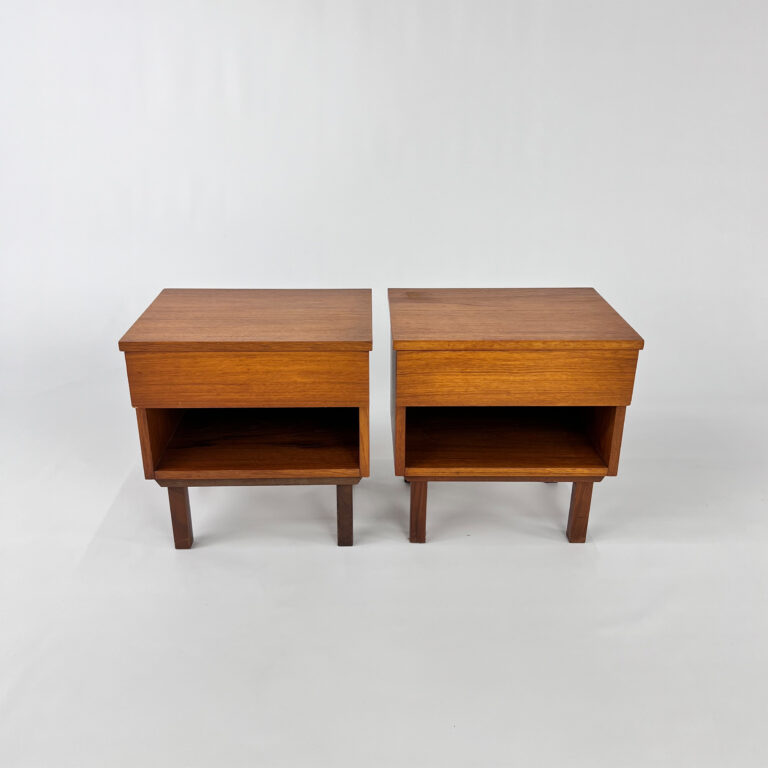 Mid Century Set of 2 Teak Bed Side Tables, 1960s