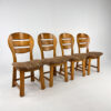 Set of 4 Vintage Brutalist Oak Dining Chairs, 1960s
