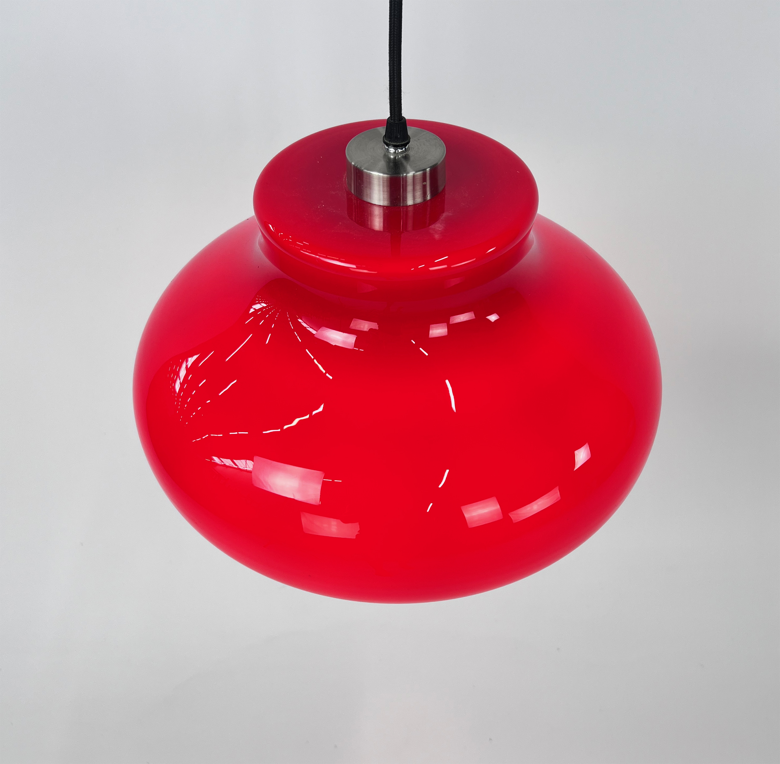 Vintage Red Glass Pendant Lamp, 1960s