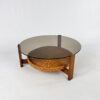 Vintage Teak Coffee Table with Rattan and Glass, 1960s
