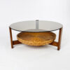 Vintage Teak Coffee Table with Rattan and Glass, 1960s