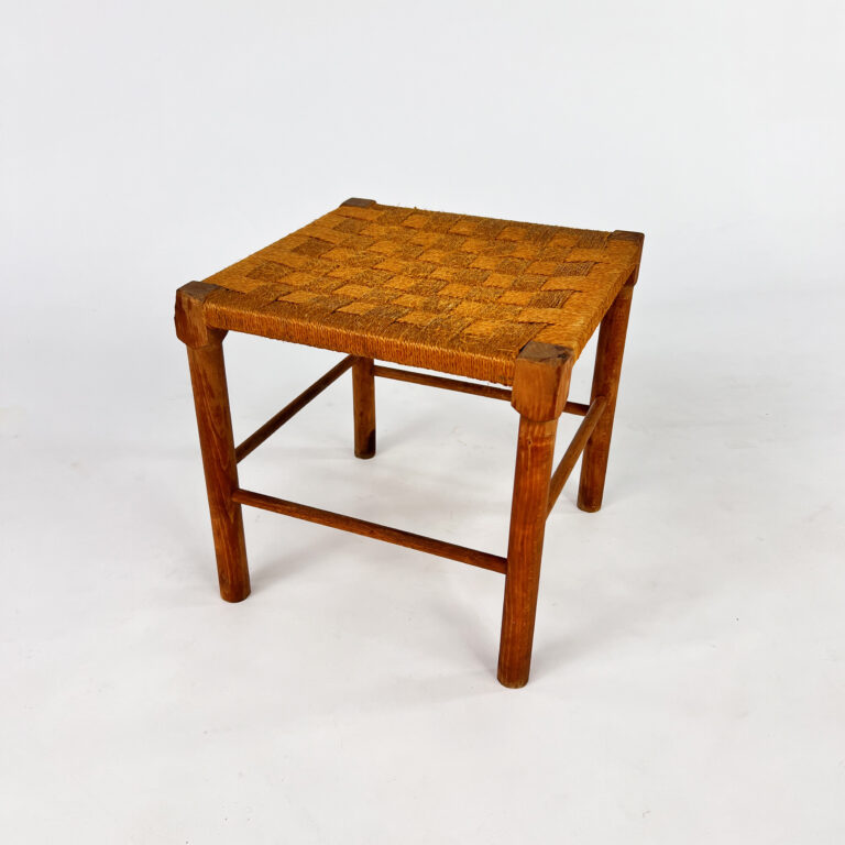 Solid Pine And Paperboard Stool, 1950s