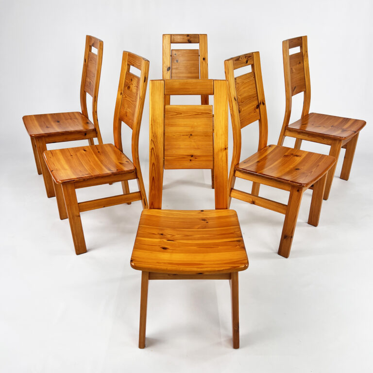 Set of 6 Pine Dining Chairs by Tapiovaara for Laukaan Finland, 1960s