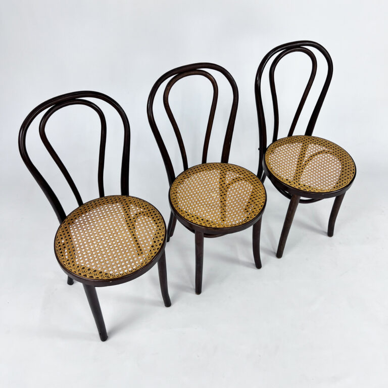 Set of 3 Bentwood and Cane Cafe Chairs, 1970s