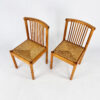 Set of 2 Scandinavian Pine and Rush Dining Chairs, 1970s
