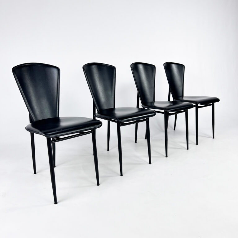 Set of 4 Postmodern Italian Dining Chairs, 1980s