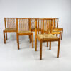 Set of 6 Scandinavian Pine and Rush Dining Chairs, 1970s